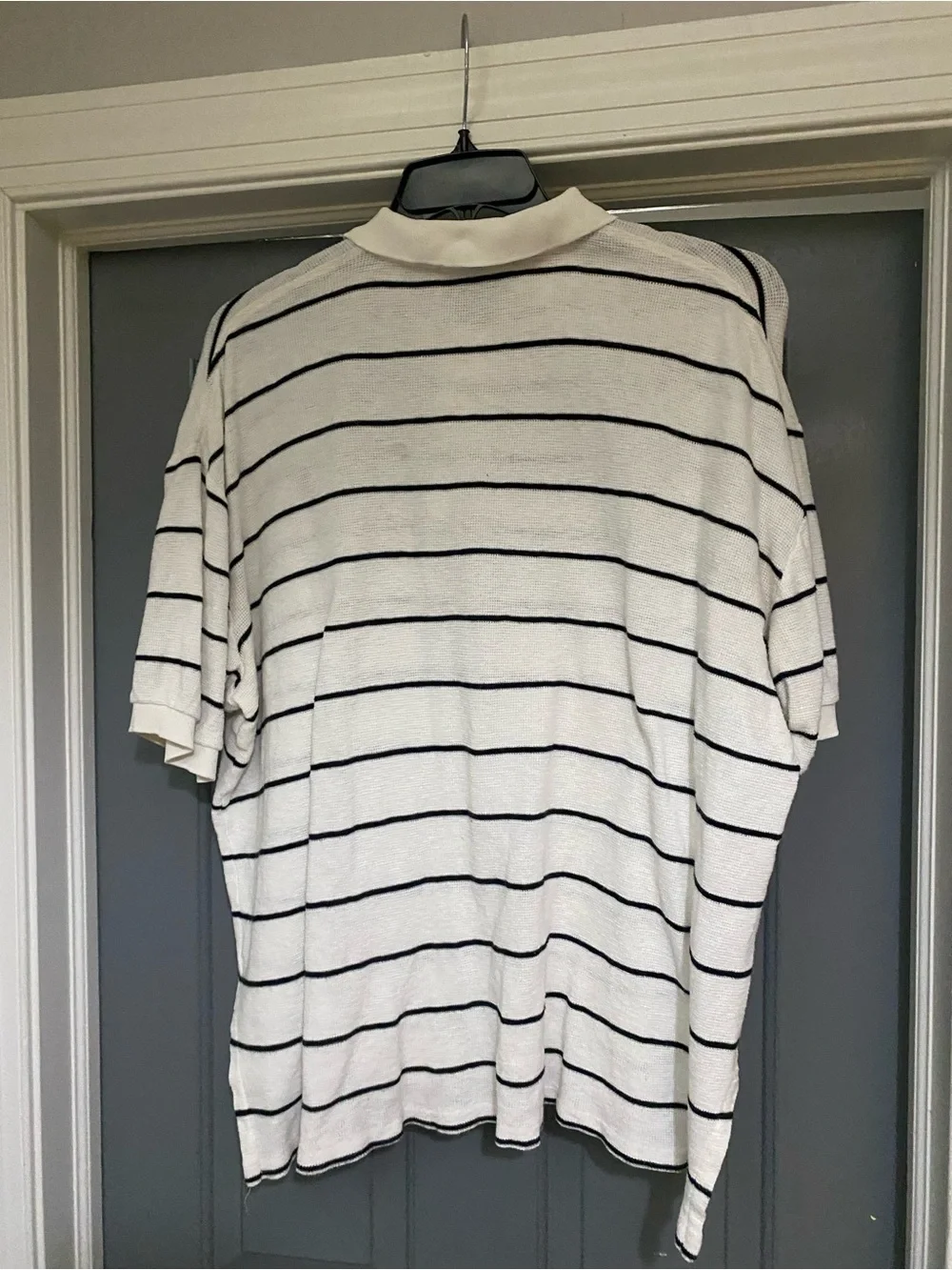Ralph Lauren White Polo with Black Horizontal Stripes
